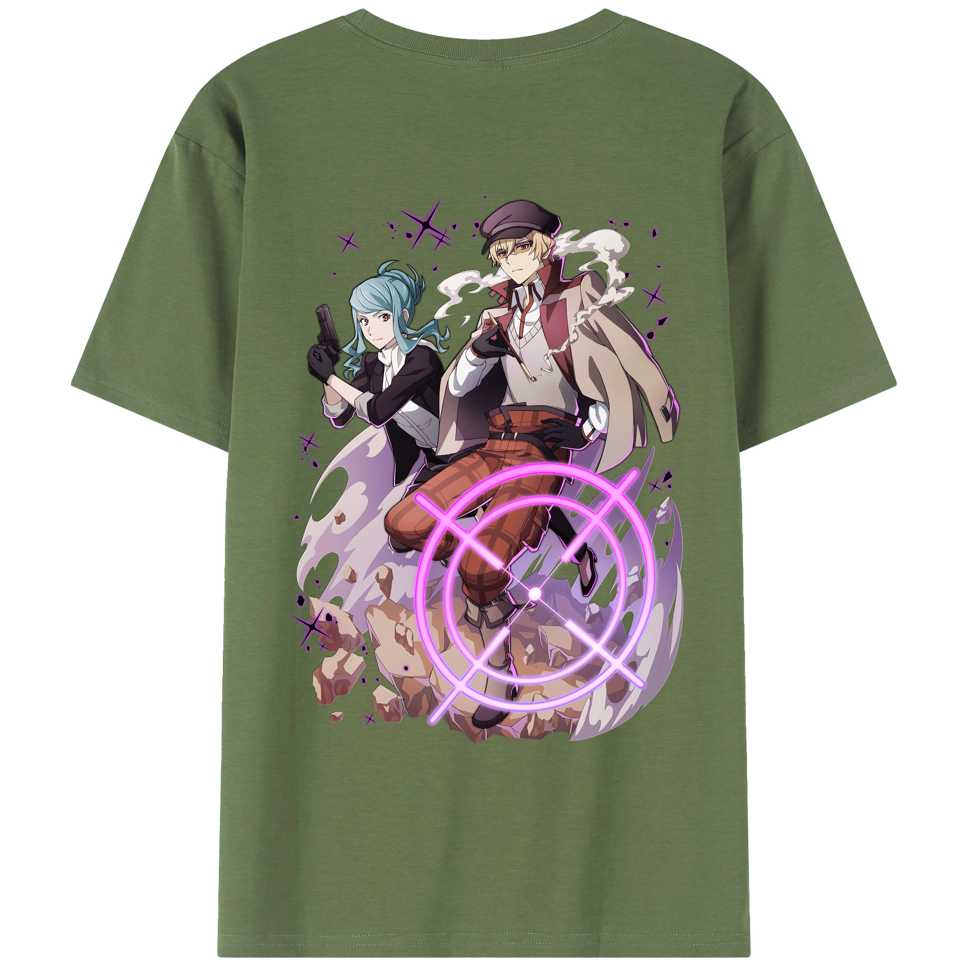 （画像用） 文豪ストレイドッグス Bungo Stray Dogs 綿100％ メンズ半袖Tシャツ（バックプリント） 通気性